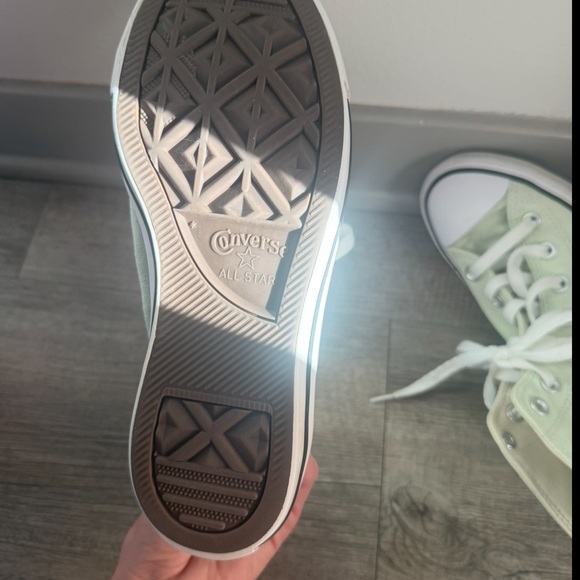 Women’s High-Top Sneakers - Light Green, Green Converse, Green Chucks - Picture 5 of 13